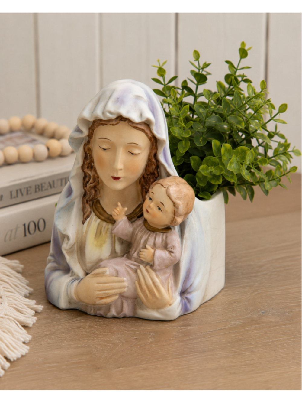 Vintage Napcoware Madonna & Child Planter Vase Head R-7076 Japan 6.75"